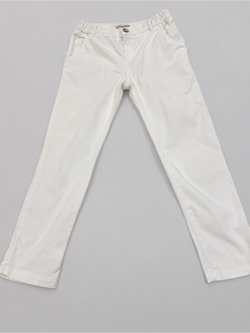 Bonpoint White Elastic-Waist Kids Casual Pants